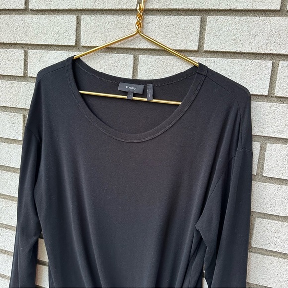 Theory Serah K Black Side Tie Long Sleeve Jersey Knit Top Womens Small Chic - Picture 4 of 11